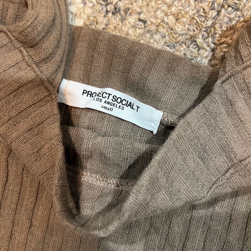 Project Social T Ribbed Tank & Wide-Leg Set in Taupe - Picture 3 of 5